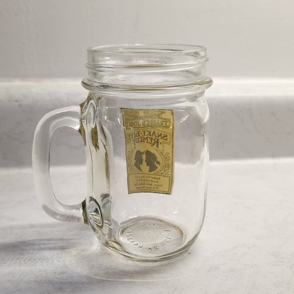 Vintage Trapper Johns Snakebite Remedy Mason Jar Glass Mug - Picture 2 of 8